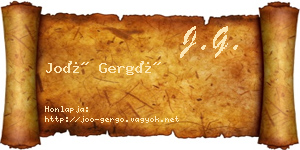 Joó Gergő névjegykártya